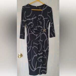 Thalia Sodi Dress Chain link wrap dress, small, black couture dress